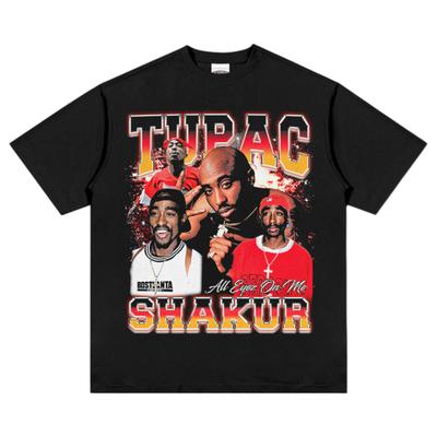 Tupac Shakur TShirt Unisex 90s West Coast Hip Hop Graphic Print Crew Neck Pure Cotton Streetwear Fashion Tops For Men Women