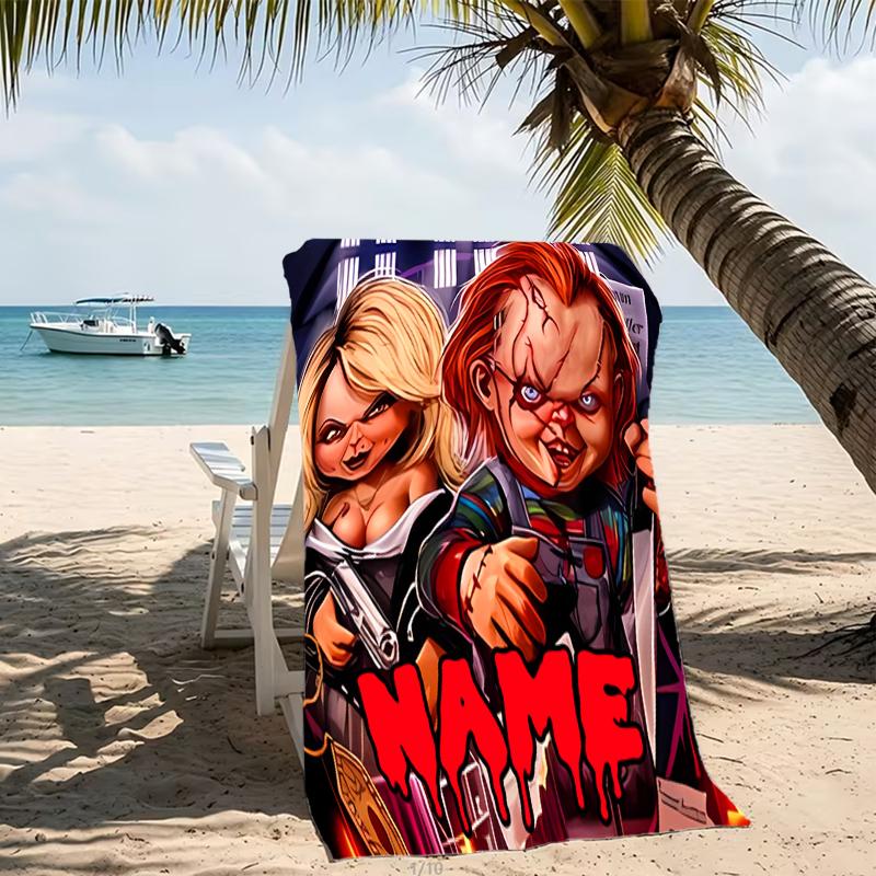 Customizable personalized beach towels Chucky themed designs.Suitable for the beach, yoga, sports;ideal as beach accessories
