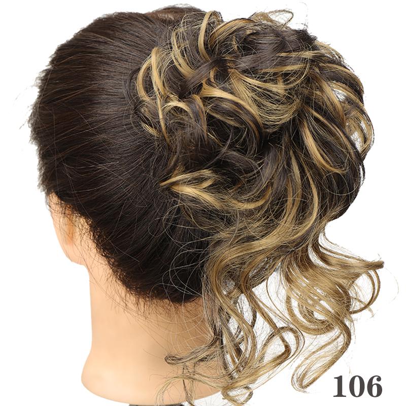 Synthetic Hair Chignons Messy Scrunchies Elastic Band Hair Bun Straight Updo Hairpiece Hair Extension for Women