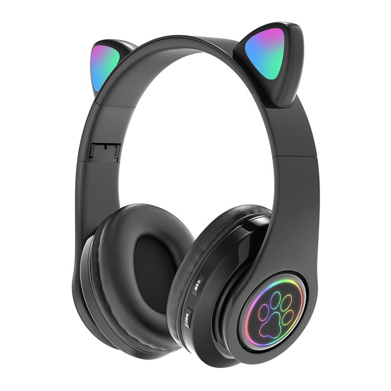 Luminous Bluetooth headset Headset Cat ear Mobile phone Wireless subwoofer Game headset Universal