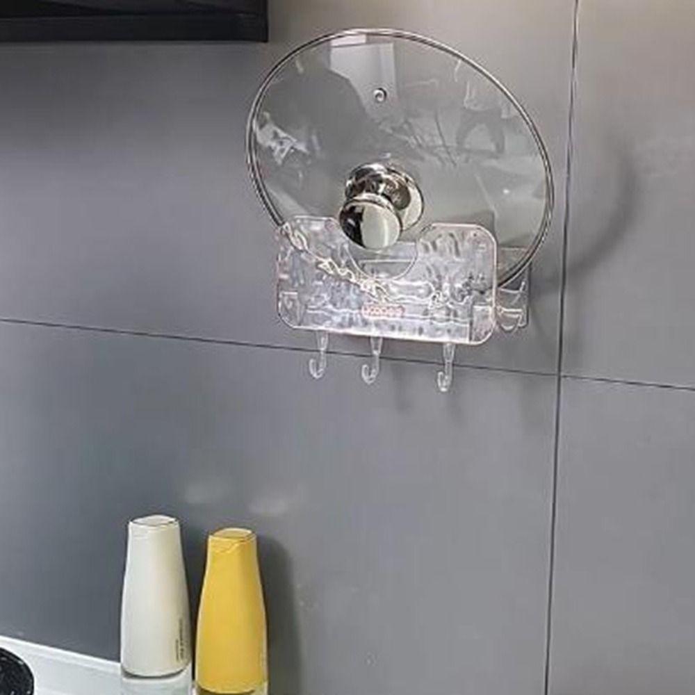 Plastic Wall Mounted Pot Lid Holder No Punching Pan Lid Organizer Spatulas