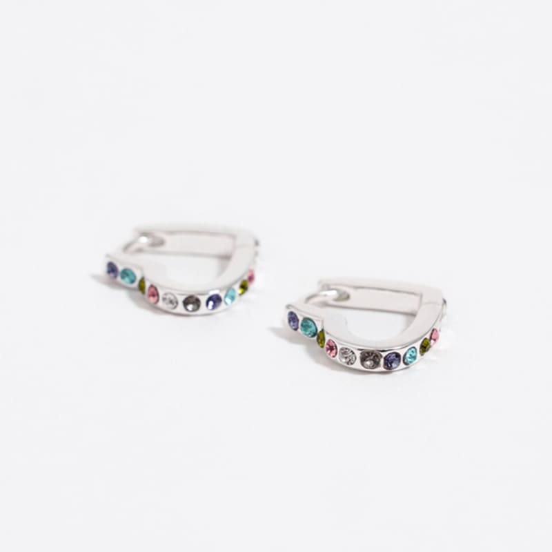 BIMBA Y LOLA [24SS] BIMBA Y LOLA Silver Heart Crystal Hoop Earrings B245AIW701SIF