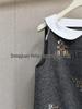 French Niche Gray Sleeveless Dress with Beaded Doll Collar - Early Spring Rich Girl Style
