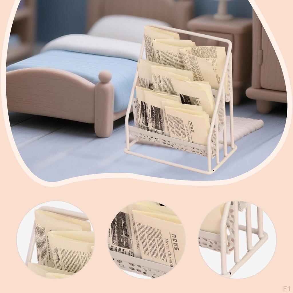 1 :12 Scale Dollhouse Magazine Display Stand Decoration Miniature Newspaper Organizer for