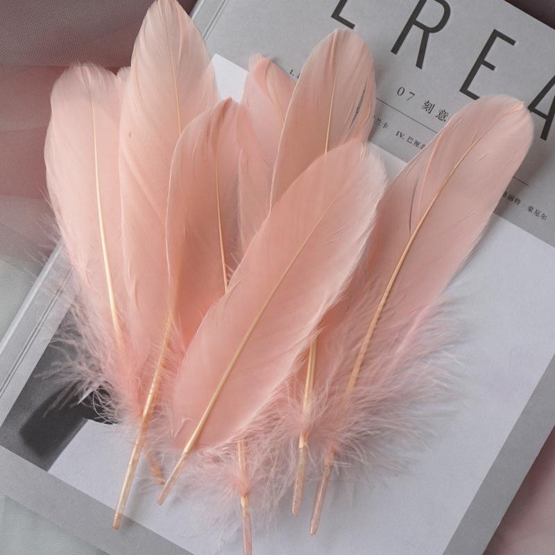 50Pcs White Feather Goose Feather Hard Floating Dream Net Decorative Wings Sun Flower Wall Decoration Kindergarten Handmade Art Class Materials
