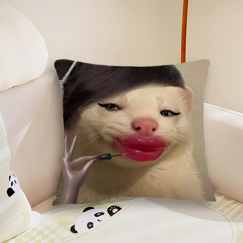 Cute Mink Funny Cushion Cover Pillow Case Plush Fabric Soft Double Sided Print Sofa Cushion Cover Throw Pillow Covers