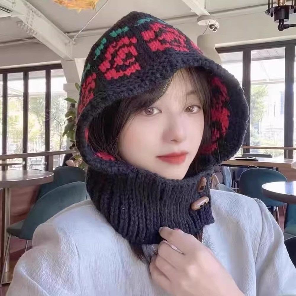 Ear Protection Knit Balaclava Warm Hooded Beanie New Korean Balaclava Hat Women Girl