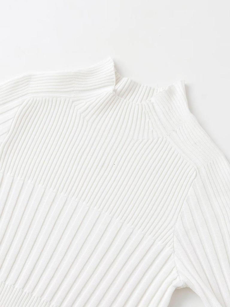 2026 Spring Women's Short-Sleeved Stand-Up Collar Ribbed Knit Top - European & American Style