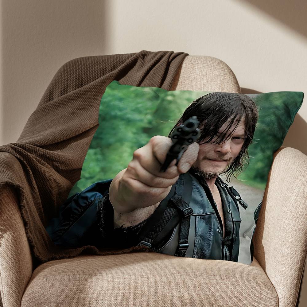 COOL Daryl T-The Walking Dead Pillow Case Square Double-Sided Printing Short Plush Sofa Cushion Cover Bedroom Bedside Pillow