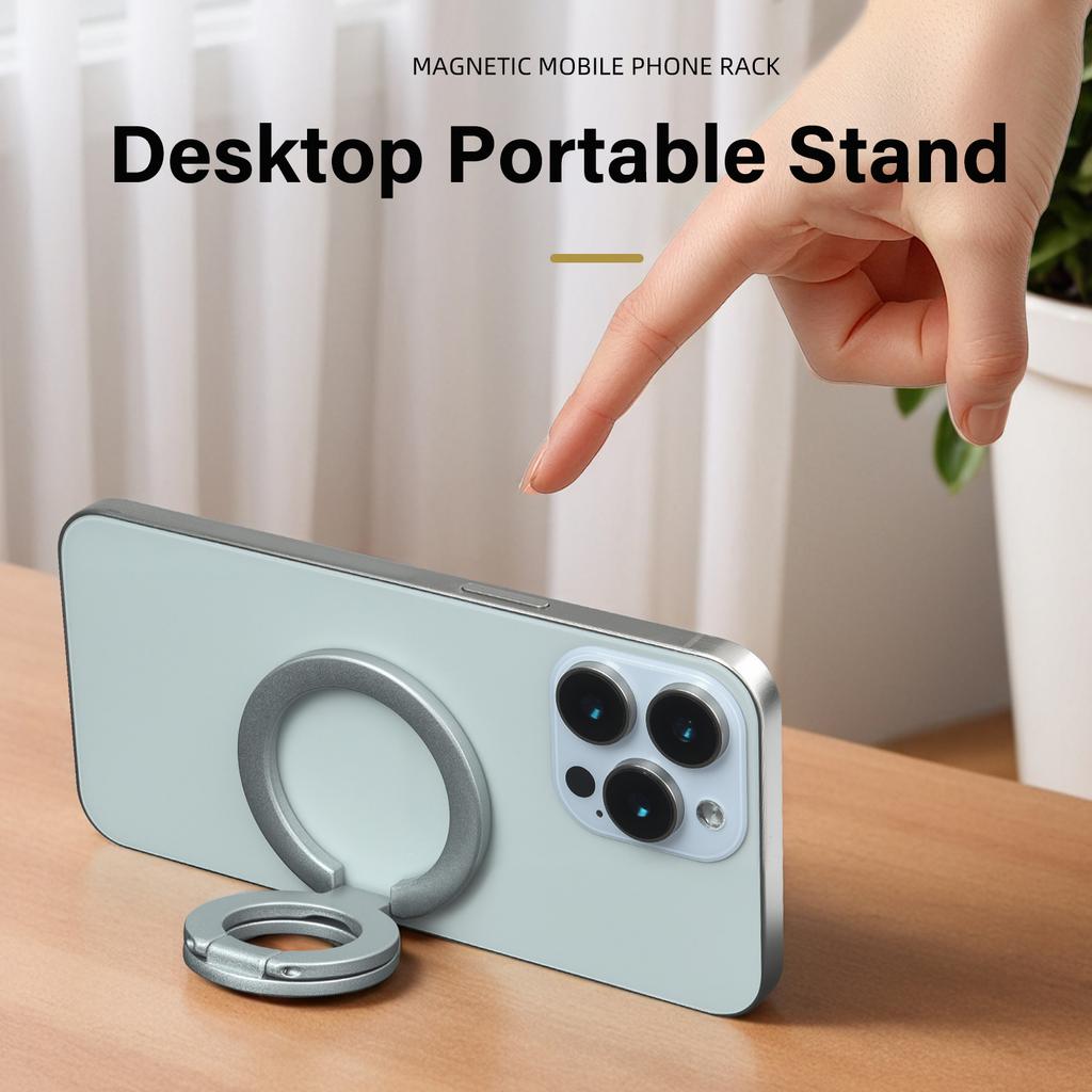Double-Sided For MagSafe Phone Holder for iPhone  Foldable 360° Rotating Stand Strong Magnet & Finger Grip Suppor