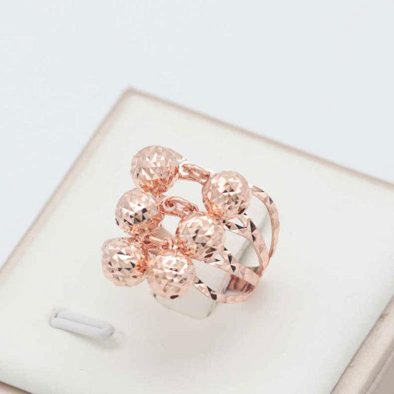 Russian Color Gold Purple Gold Round Bead Shining Ring Fashion Rose Gold Plated Bead Exaggerated Ring Jewelry opening adjustable