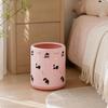 Cute Feline Graphic Wastebasket | Smooth Rounded Body, Trash Bin with Double Layer, for Bedroom Pink