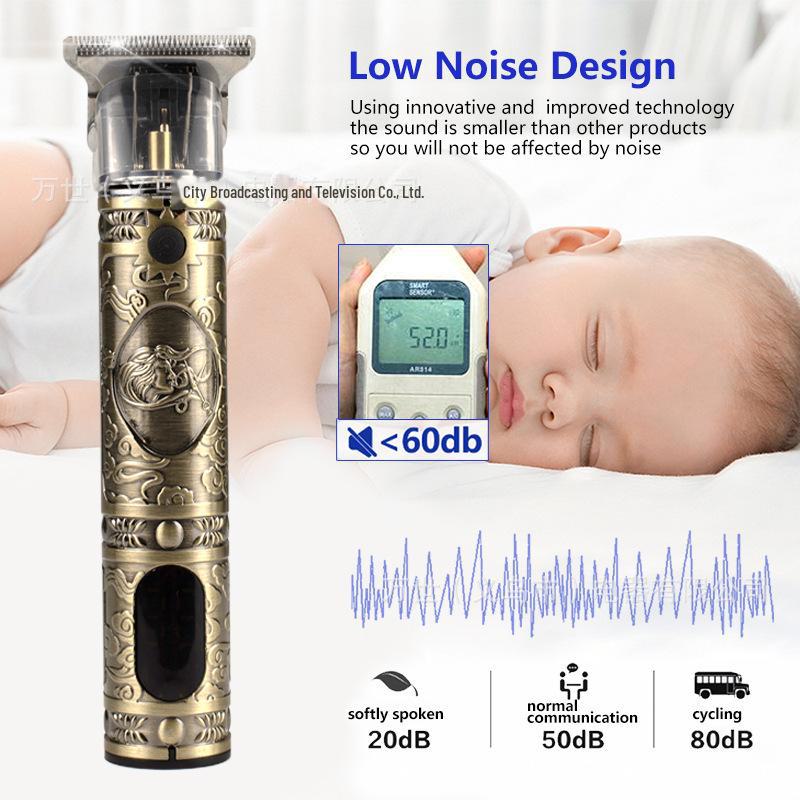 T9 LCD Display USB Rechargeable Electric Hair Clipper - Professional Carving and Trimming Tool