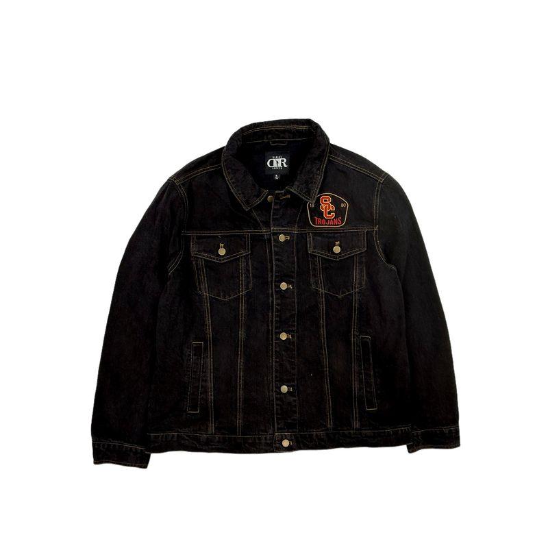 European and American Style Men s Heavy Denim Jacket with Embroidery, Suitable for Spring and Autumn, American Retro Jacket for Fall and Winter Black(Back Embroidery Sent at Random) 2XL