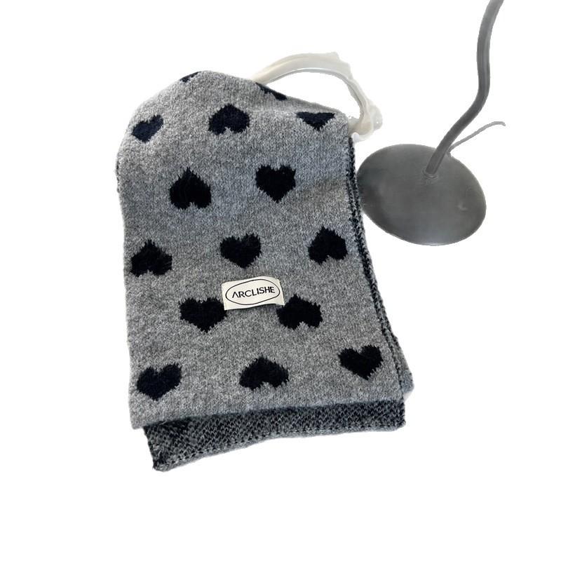 Kids Scarf Winter Warm Korean Fashion Sweet Heart Design Knitted Neck Warmer Thick Soft Scarf for Children Boy Girl (3-14 Year)