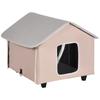 Elevated Heated Cat House Kitty Shelter with Heated Pad Brown Middle