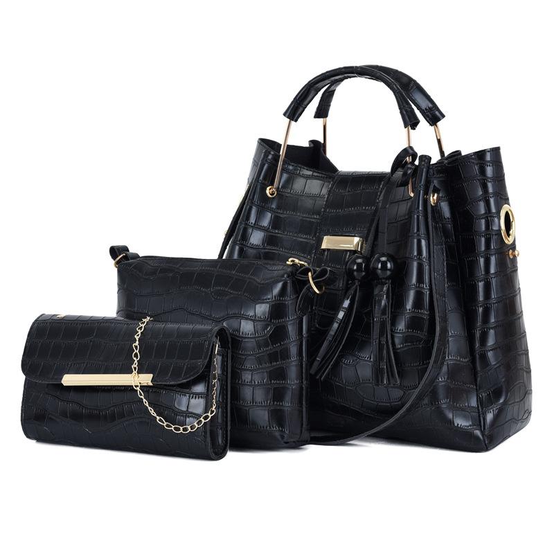 Сумка для тещи из четырех предметов, ручная сумка через плечо, сумка-ведро с кисточками, большая сумка, женская сумка