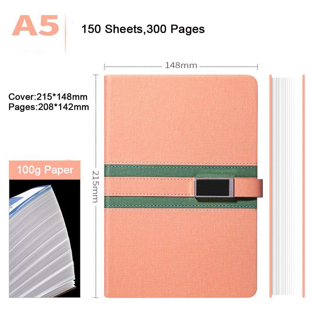 A5 Business-Notizblock aus Stoff, Besprechungsprotokollbuch, Arbeitsnotizbuch, Tagesplaner, Studentenlernnotizen, Tagebuch, 150 Blatt, 300 Seiten