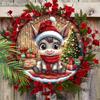 Wooden Christmas Sign with Adorable Little Donkey Pattern - Navidad Round Sign for Front Door, Wall Hanging Decor - Ideal Christmas Gift