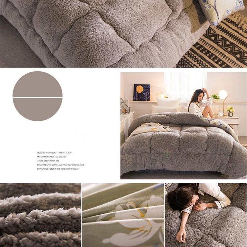 Verdickte Winterdecke aus Lammwolle, doppelte Steppdecke, warme Steppdecke, Einzelbettdecke für Studentenwohnheime