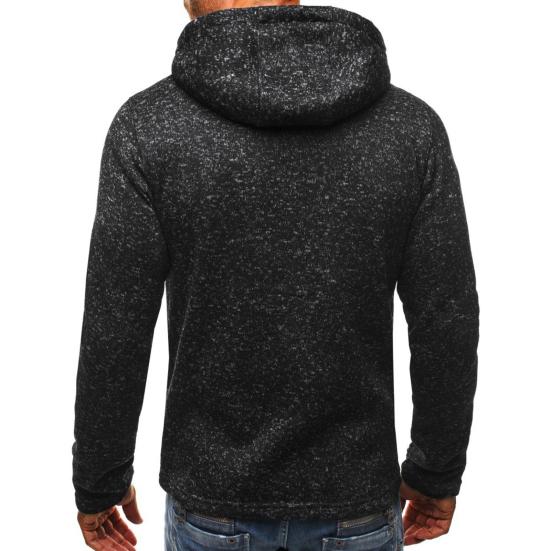 Men Hoodie Zipper Warm Solid Color Winter Men Fleece Hooded Sweatshirt Pullover for Daily Wear