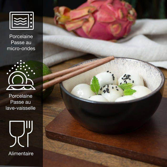 Miso-suppeskåler - MORITZ - Moritz - Sett med 6 - Porselen og sandeltre - 12 cm diameter