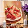 5D Framed Pearl Painting Kit Fresh Strawberry Pattern Sparkling Bead Art Canvas Ready to Display Romantic Home Decor Gift Exquisite Kitchen Wall Decor