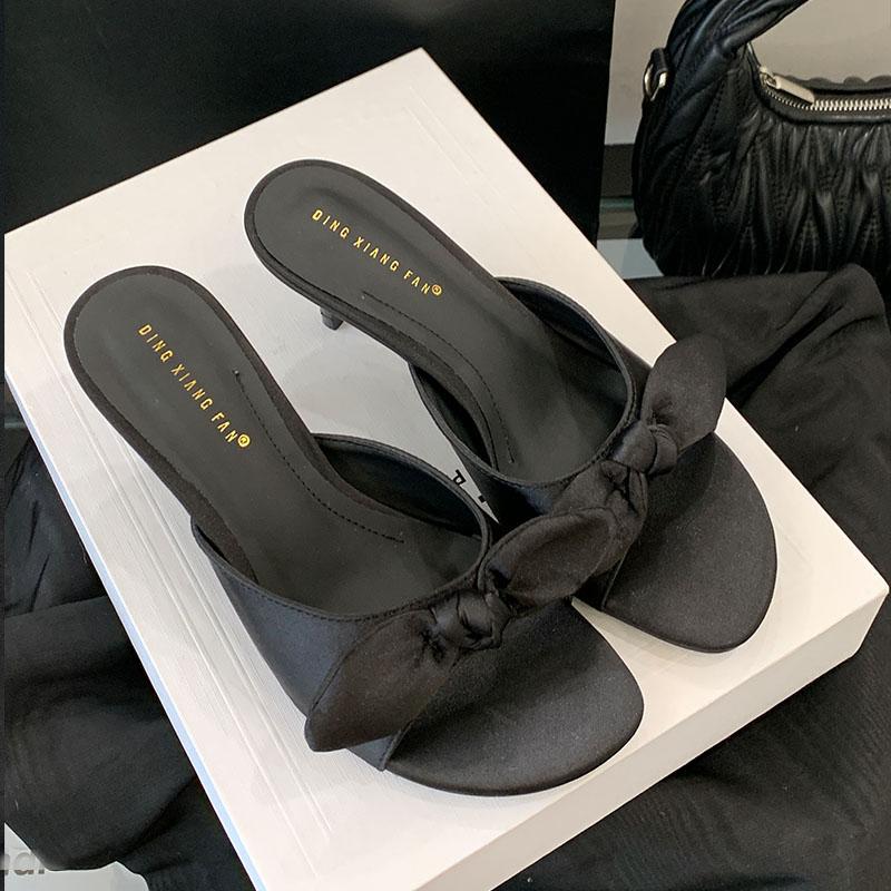 

Fashion New In Fashion Round Toe Women Thin Heels Pumps Shoes Butterfly-Knot Female Shallow Footwear Slip On Ladies High Heels Shoes 35 чёрный