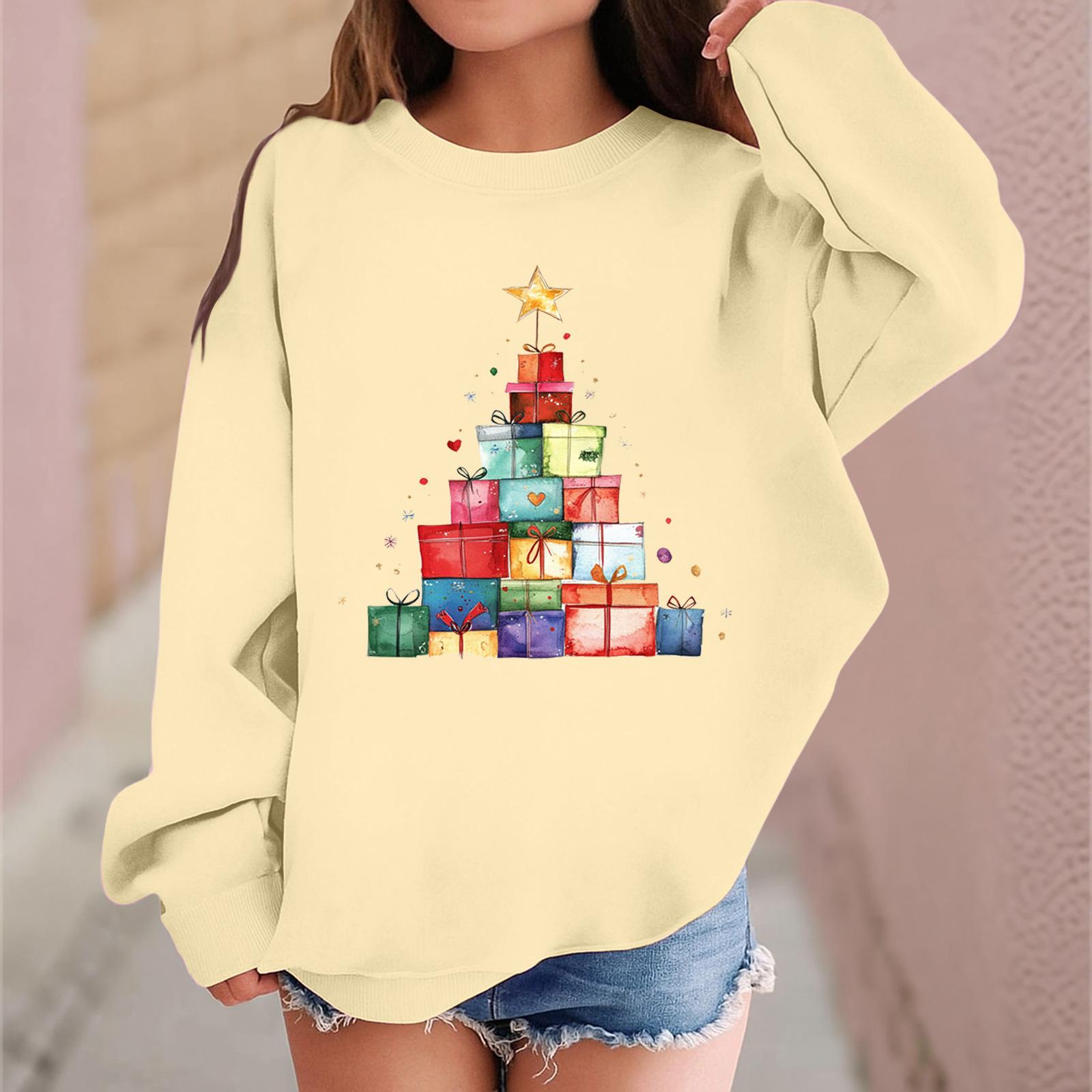 

Детский модный повседневный пуловер с длинными рукавами и свободного кроя с рождественским принтом 100 хаки