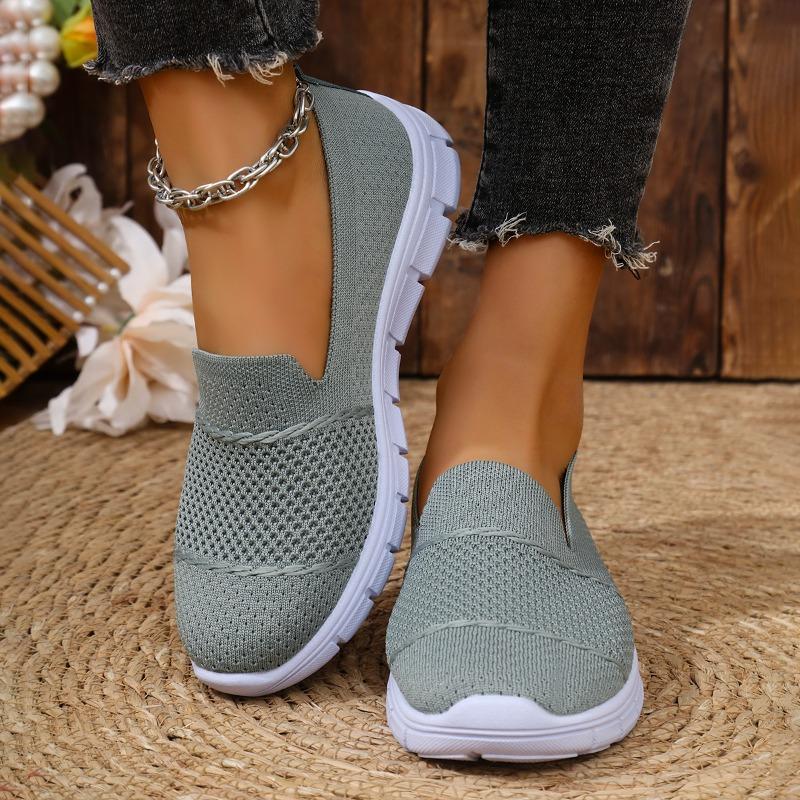 Women's Comfortable Breathable Casual Slip-On Shoes Soft Bottom Single Shoes Mesh Upper for Autumn Seasonal Wear