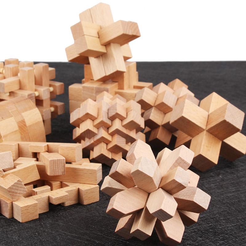 Wooden Brain Teaser Lu Ban Puzzle 3D Unlock Intelligence Games For Adults And Children Educational Toys Rompecabezas Madera