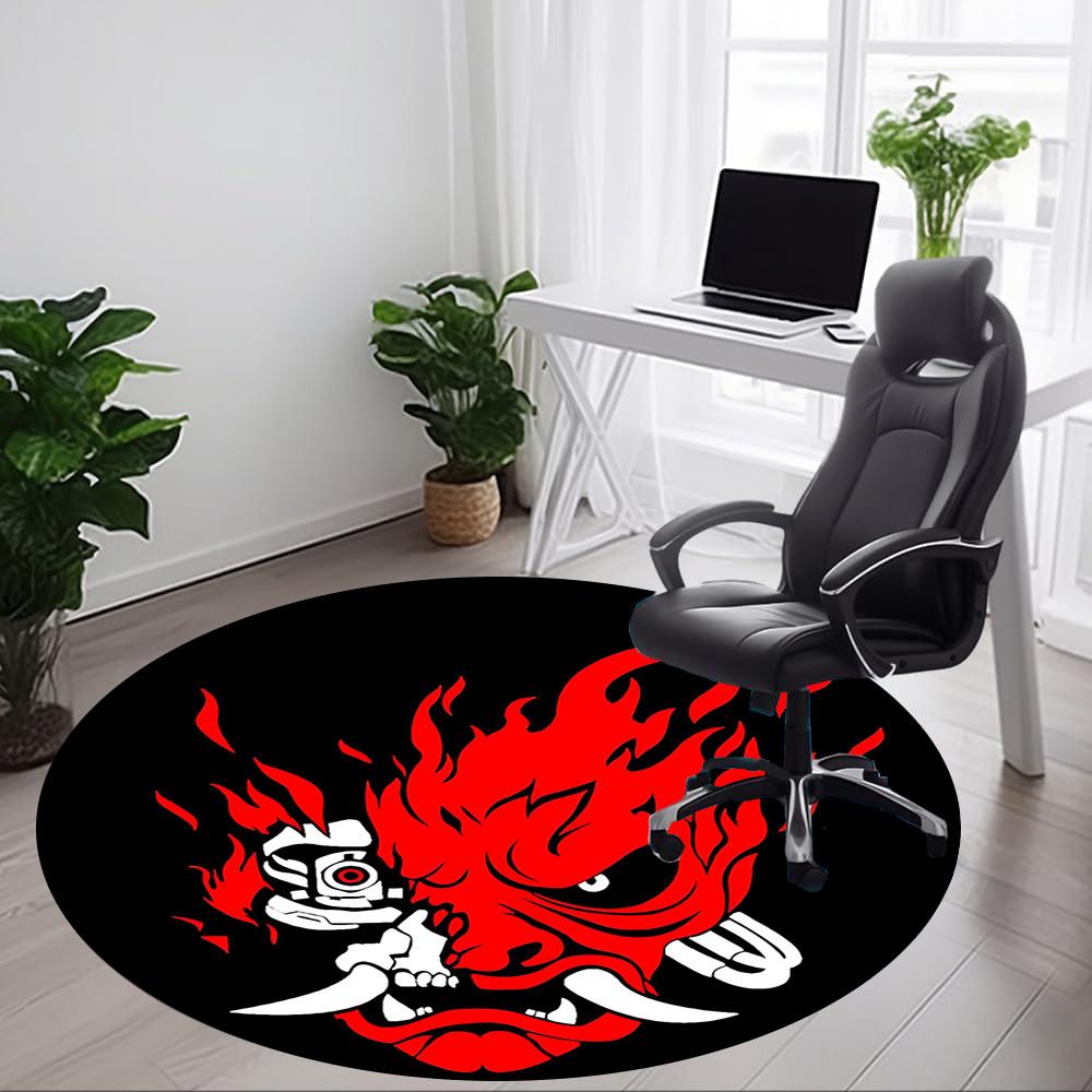 1pc Demon Mask Carpet, Round Non-Slip Durable Large Size Office Carpet, Suitable for Office yy250908063