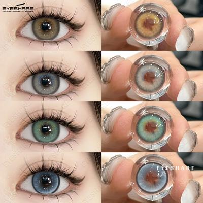 Renkli Kontakt Lensler Moda Kristal Mavi Lensler Gri Renkli Lensler Kahverengi Doğal Lensler Göl Yeşili Moda Lensler 1 Çift