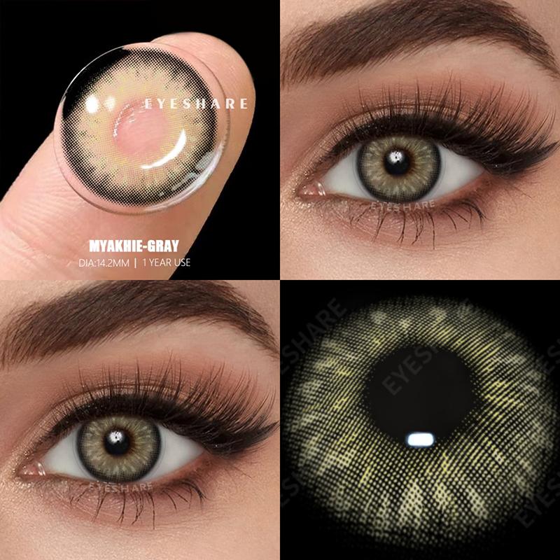 Eyeshare Neue Kontaktlinsen Farbige Kontaktlinsen für die Augen 1 Paar Grüne Kontaktlinsen Blaue Augenlinsen Jährliches Schönheits-Make-up Graue Pupillenlinse