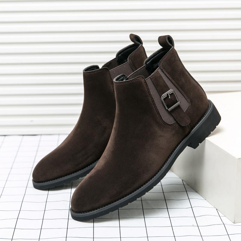 Men's Leather Boots 46 Large Size New High-top Leather Shoes Fashion Men's Matte Chelsea Short Boots
