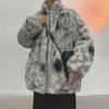 Men's Tie-Dye Lambswool Jacket - Warm, Loose, Cotton-Padded, Velvet-Enhanced Winter Coat