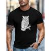 Men's T-Shirt, Comfortable and Versatile, Simple and Clean, Men's White Owl on a Branch Graphic Summer Casual Crew Neck Short Sleeve T-Shirt
