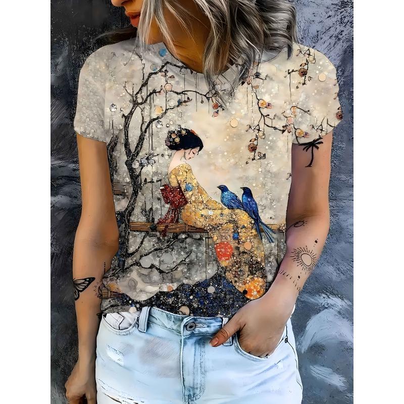 2026 Hot Selling Fashionable Cats Gazing At Each Other Under The Starry Sky 3D Printed Men's and Women's Street Wear T-shirts