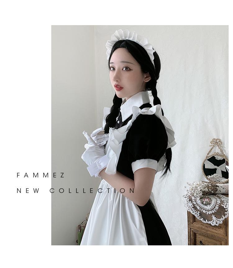 Japanisch inspiriertes Schwarz-Weißes Schuluniform-Maid-Kleid