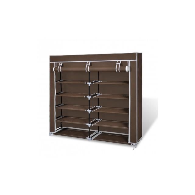 VidaXL Armoire à chaussures avec housse 115 x 28 x 110 cm Tissu Marron