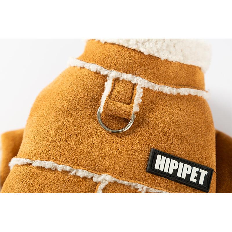 Pet dog British style suede four feet velvet puppy clothes traction