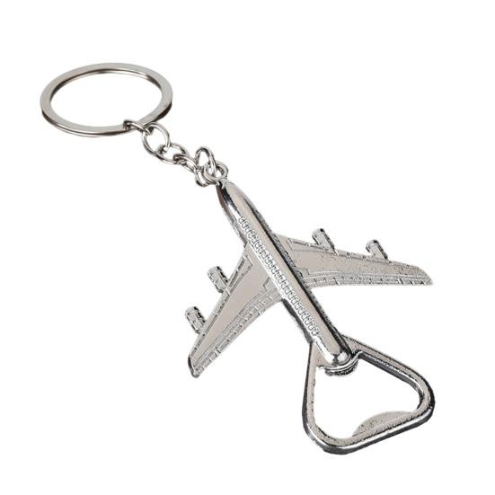 Airplane Bottle Opener Keychain Metal Aircraft Model Keychain Fun Bag Charm Novelty Bottle Opener Gift for Airplane Lovers