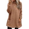 Warm Winter Hoodie Jacket Stylish Women Mid-length Fleece Shearling Thickened Solid Color Pocket Outwear