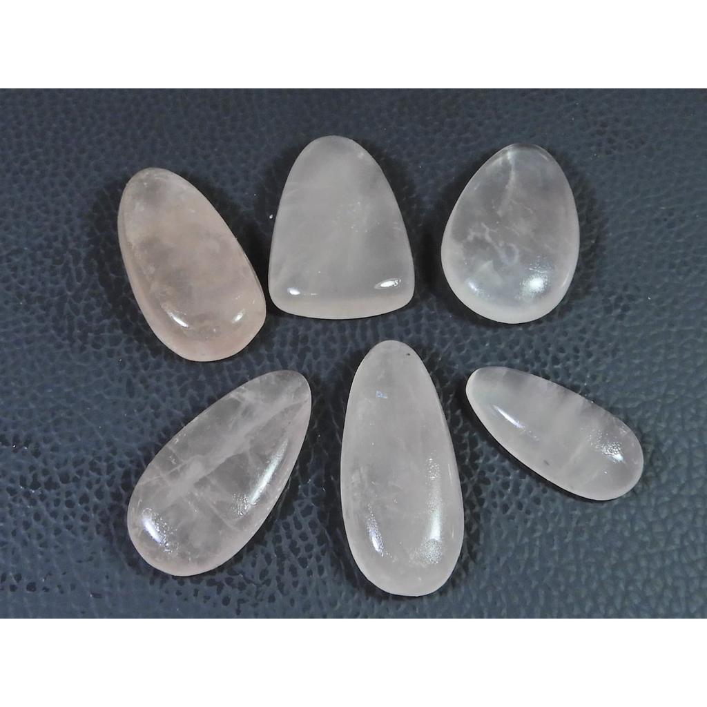 215Cts. Natural Rose Quartz Mix Shape Cabochon Loose Gemstone 06 Pcs Lot C-1844