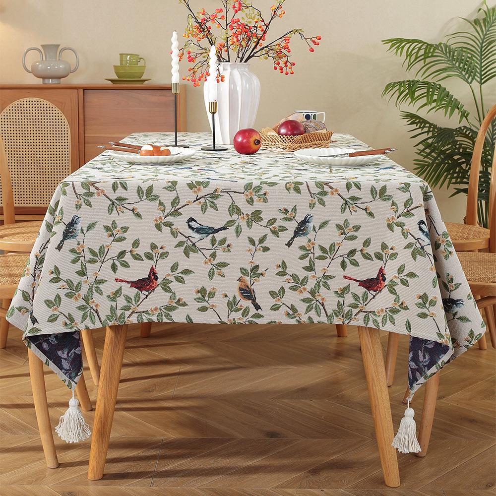 Vintage Oil Painting Tablecloth Tv Cabinet Cover Towel Jacquard Broken Cotton And Linen Cover Household Rectangular Tablecloth