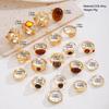 20Pcs/Set Punk Gold Color Sunflower Rings for Women Men Vintage Geometric Irregular Tiger Eye Stone Open Rings Set Jewelry Gifts