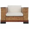 Armchair with Cushions Brown Natural Rattan