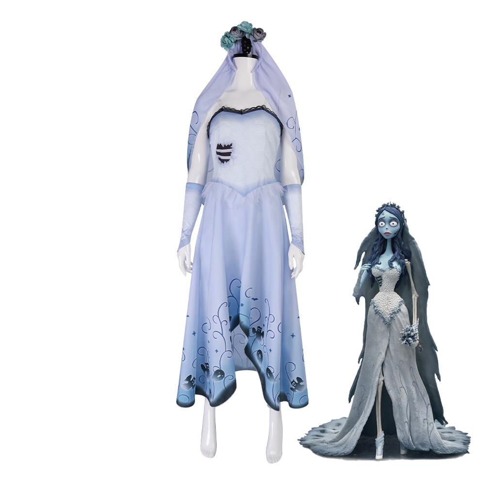 Tim Burtons Corpse Bride Emily Themed Cosplay Dress With Polyester And Spandex For Role Play