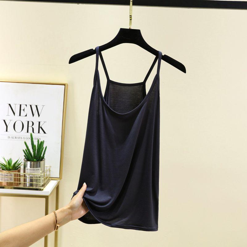 

Modal round Neck Camisole Vest Women s Summer Thin Sleeveless Bottoming Shirt Pure Color Loose Inner Wear Casual Tops T-shirt Dark gray 3XL (72.50 kg-80.00 kg recommended