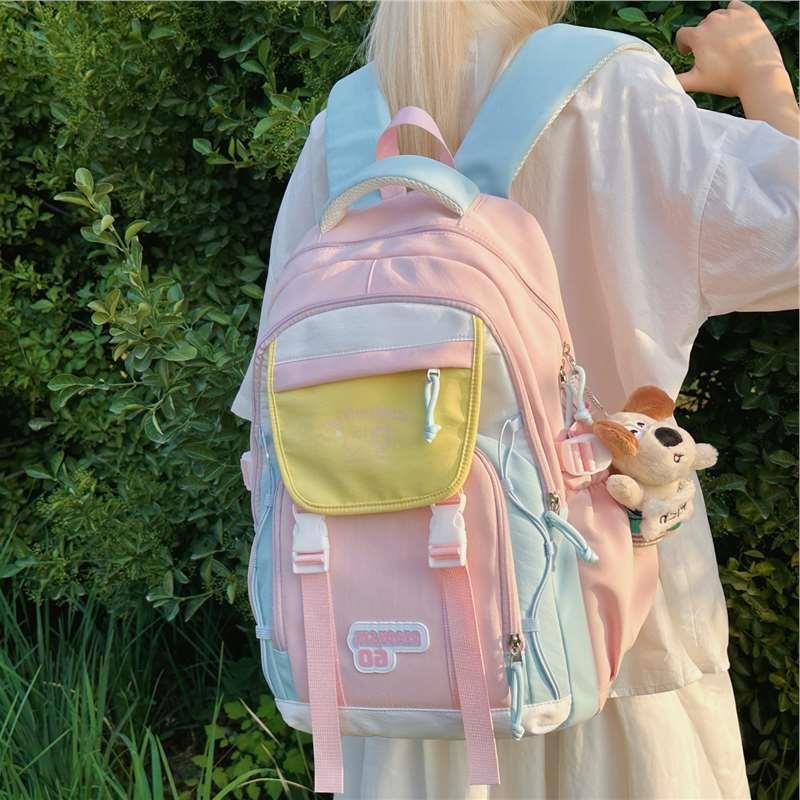 Schoolbag1011 new high-value versatile backpack lightweight junior high school girls high school students party schoolbag women travel backpack